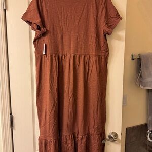 Old Navy Orange and Brown Tiered Ruffled Midi Sundress